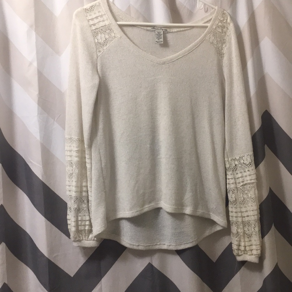 Long Sleeve Cream Vintage Sweater
